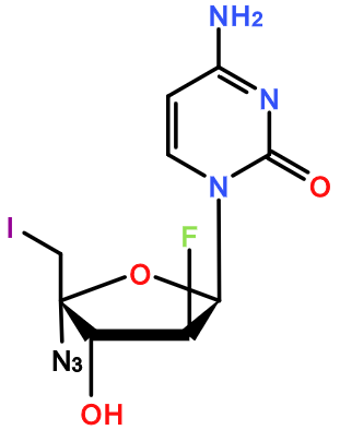 (image for) MC002747 2(1H)-Pyrimidinone, 4-amino-1-(4-C-azido-2,5-dideoxy-2-fluoro-5-iodo-β-D-arabinofuranosyl)-